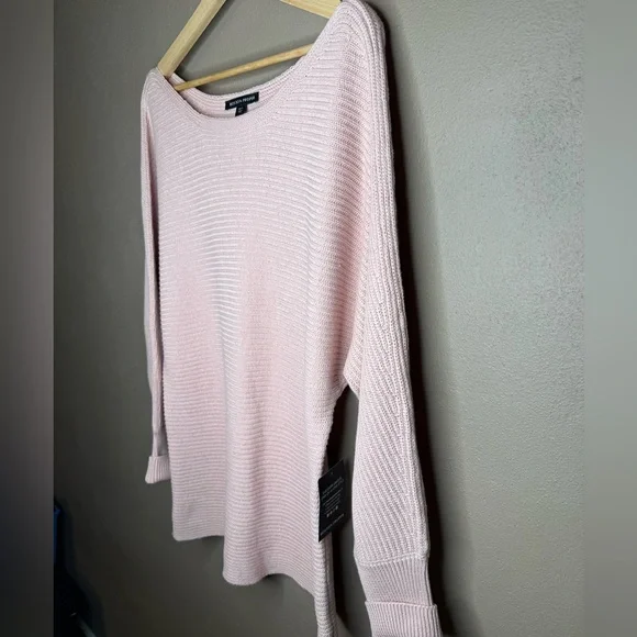 Boston Proper Women's Soft Pink Off the Shoulder Knit Sweater Size Large Preppy - Picture 9 of 16